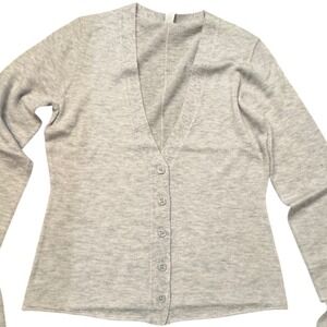 SKIMS Featherweight Cashmere Cardigan Heather Grey V Neck Button Front Small